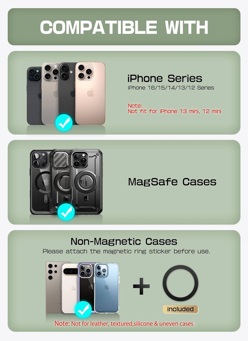 SupCase for MagSafe Wallet with Stand, Magnetic Wallet for Men Women, [Hold 6 Cards] [RFID Blocking] [Strong Magnetic Lock] Phone Stand Card Holder for iPhone 17/16/15/14/13/12 Series, Carbon Black - Image 2